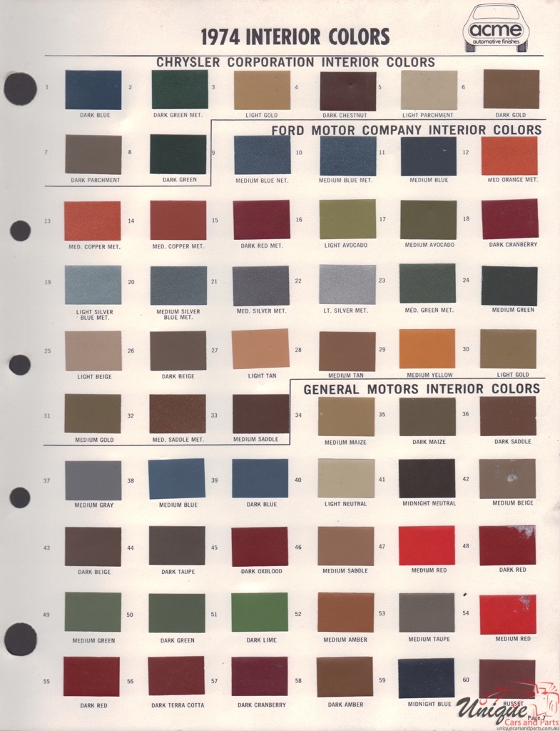 1974 Ford Paint Charts Acme 3